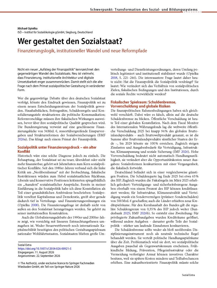 Neu erschienen: Michael Opielka, Wer gestaltet den Sozialstaat?